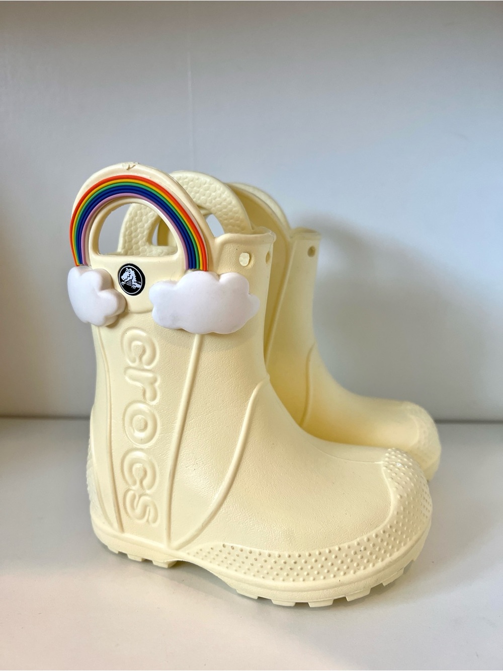 Crocs Toddler Kids Rain Boot Clogs in Pale Yellow Size 6